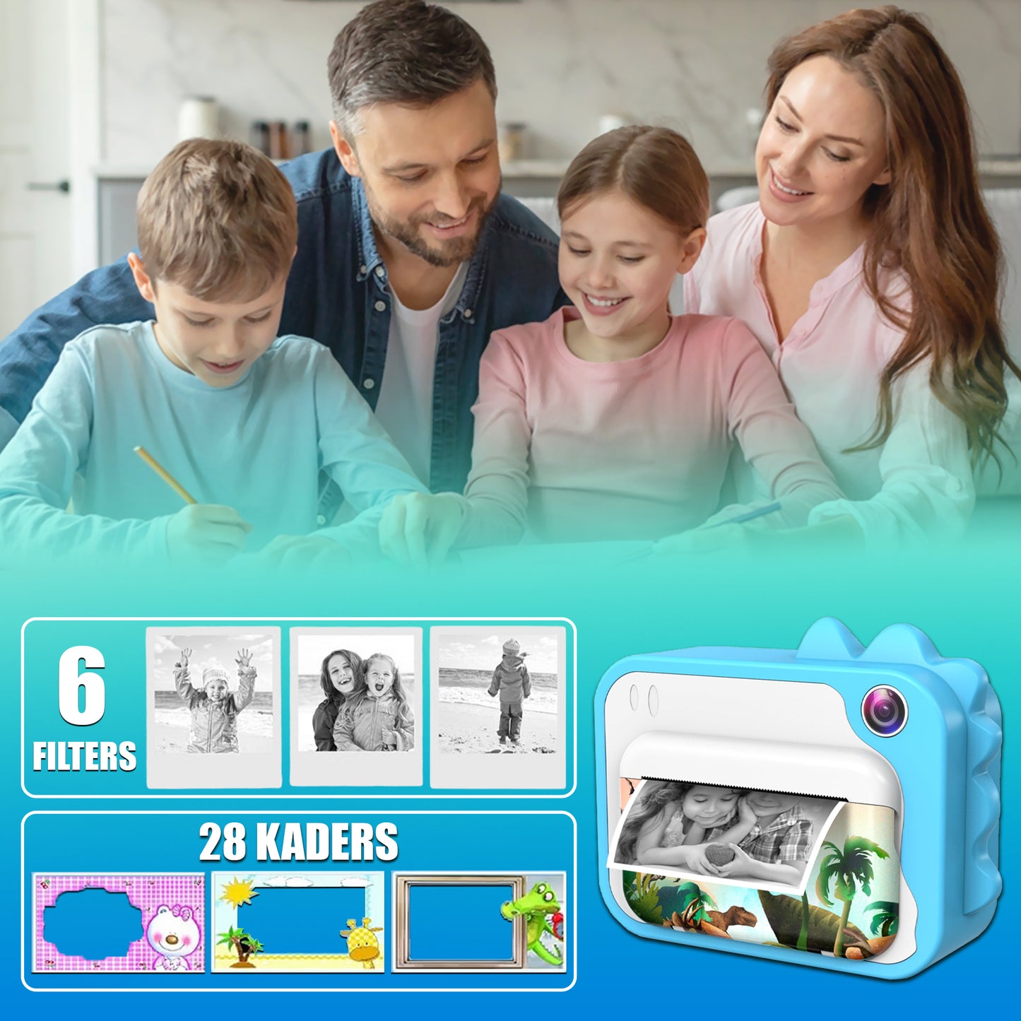 K&L® 3 IN 1 Digitale Kindercamera + Instant print Roze