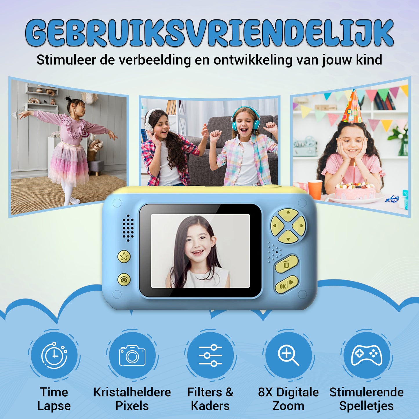 K&L Digitale Kindercamera Kids - Blauw