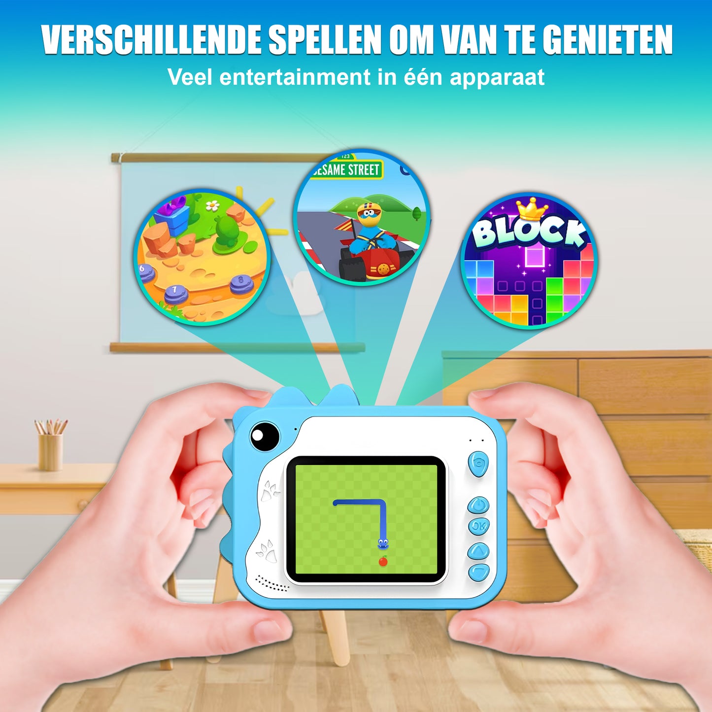 K&L® 3 IN 1 Digitale Kindercamera + Instant print Blauw