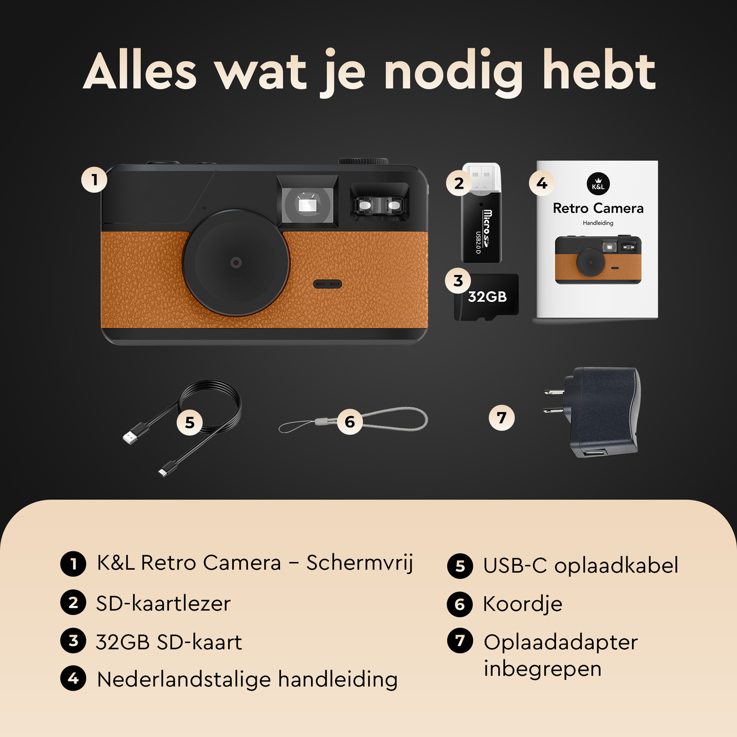 K&L Digitale Retro Camera - Bruin