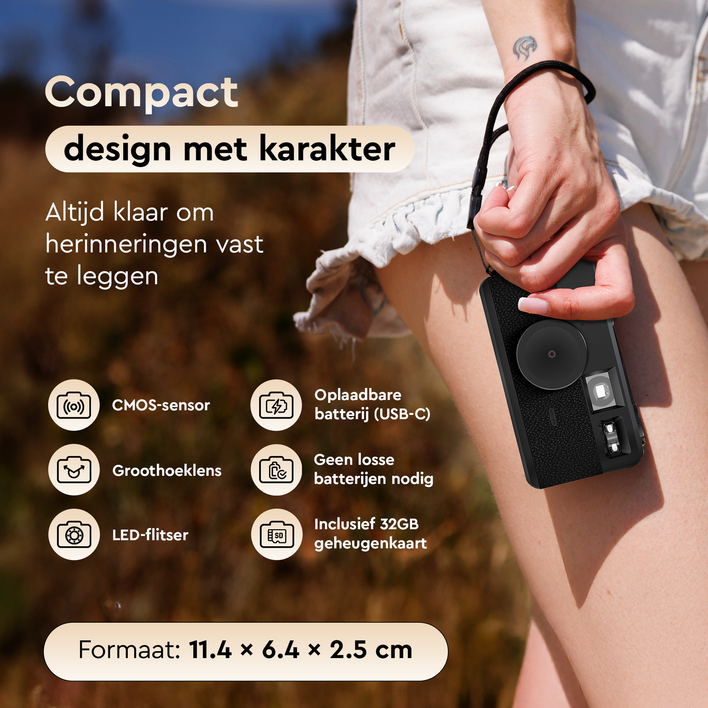 K&L Digitale Retro Camera - Zwart
