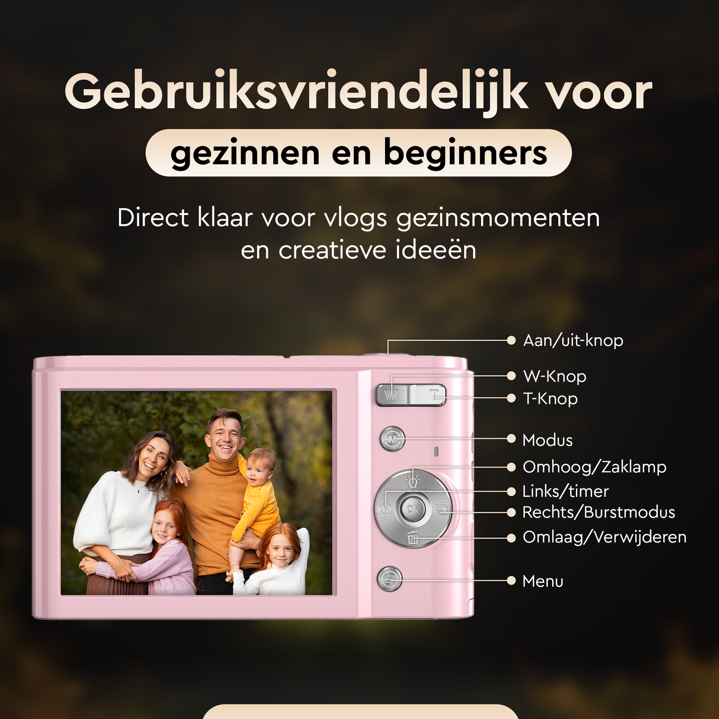 K&L Digitale Camera 4K - 64MP - Roze