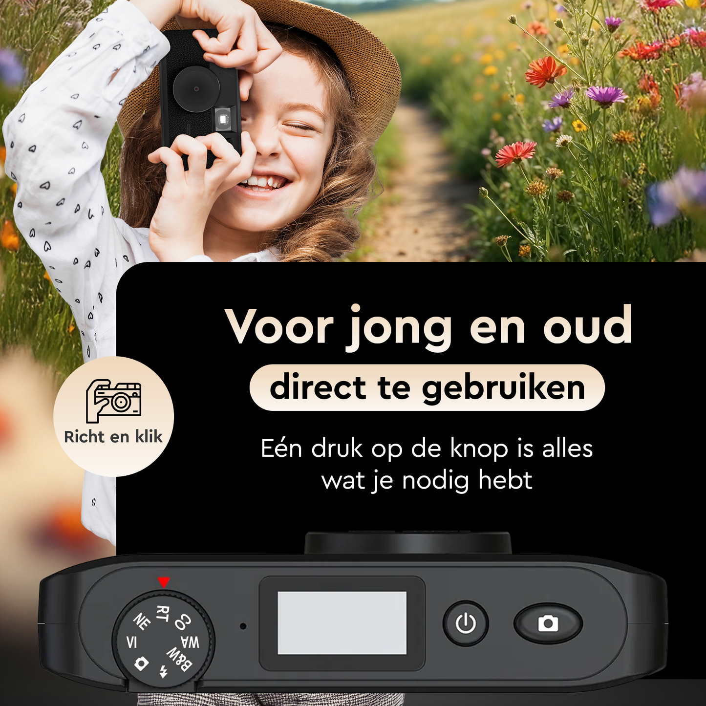 K&L Digitale Retro Camera - Zwart