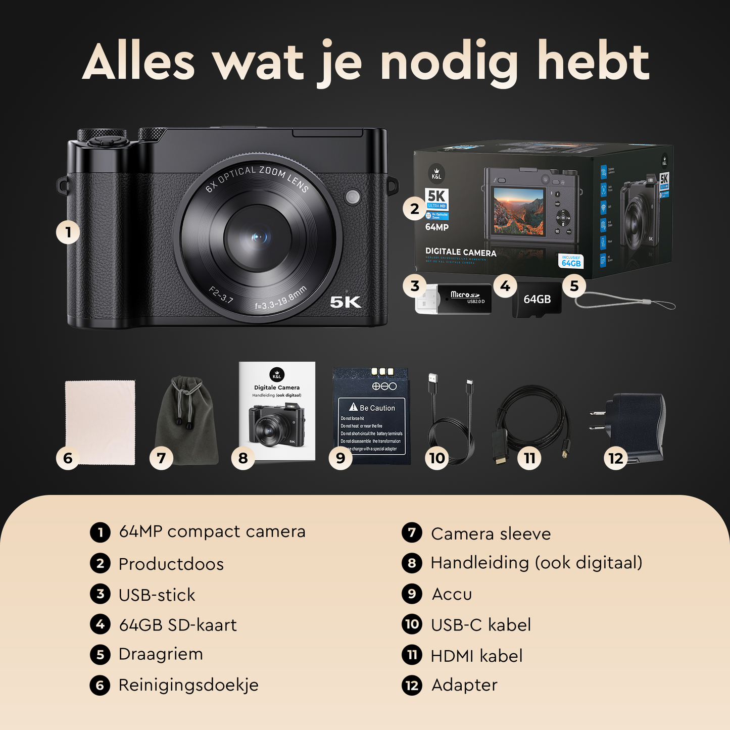 K&L Digitale Camera 5K - 64MP