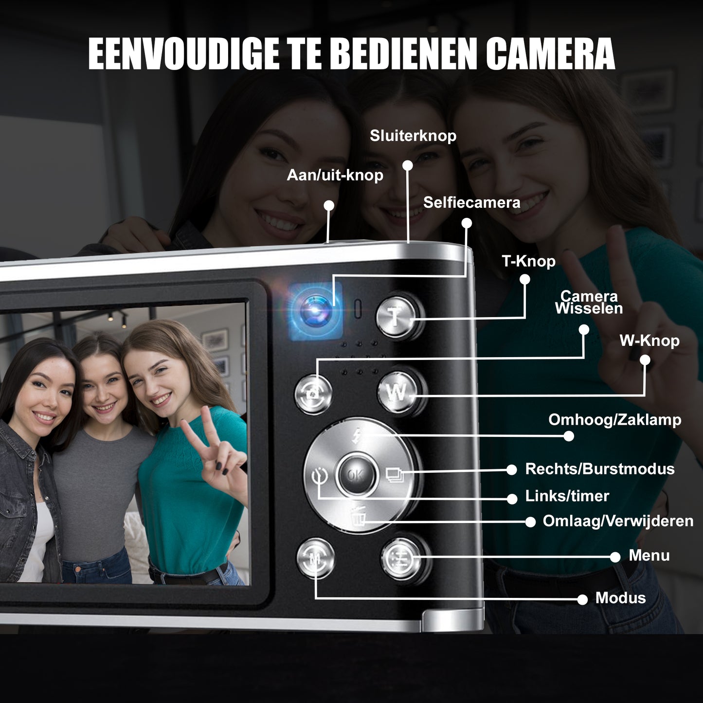 K&L Digitale Camera 4K - Inclusief 64GB - Zwart