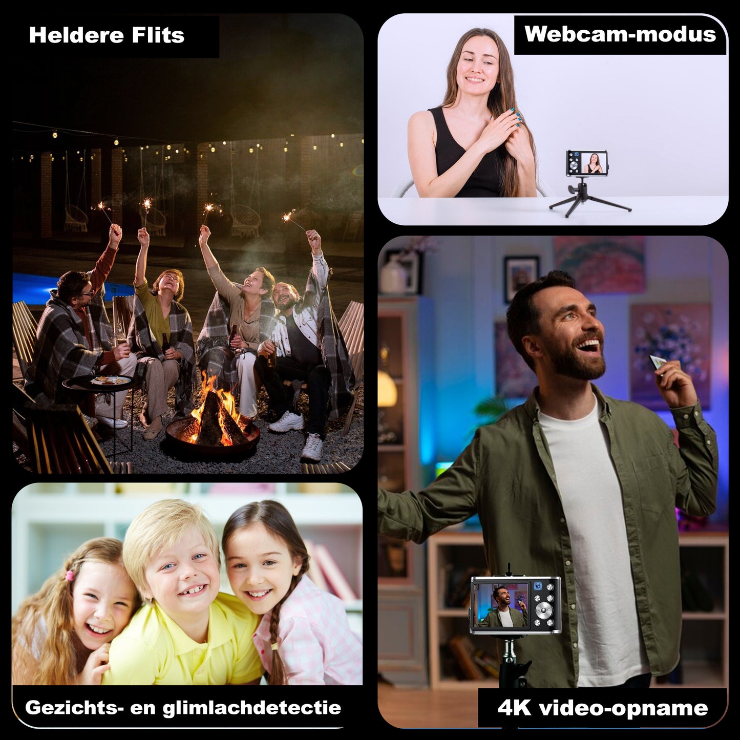 K&L Digitale Camera 4K - Inclusief 64GB - Zwart
