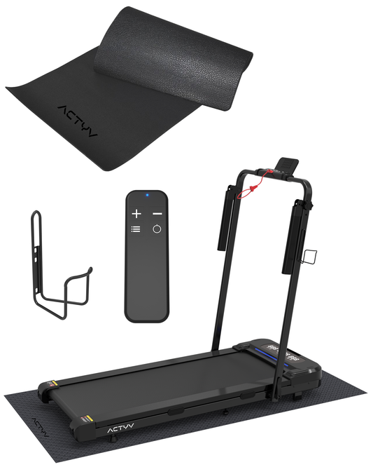 ACTYV Loopband Inklapbaar 1-12km/u - Inclusief Smeerolie, Beschermmat - Hardloopband - Treadmill - Wandelband - Walking pad - Voor Thuis - Elektrisch - Opvouwbaar
