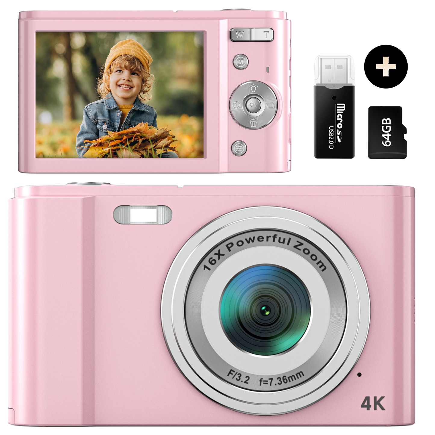 K&L Digitale Camera 4K - 64MP - Roze
