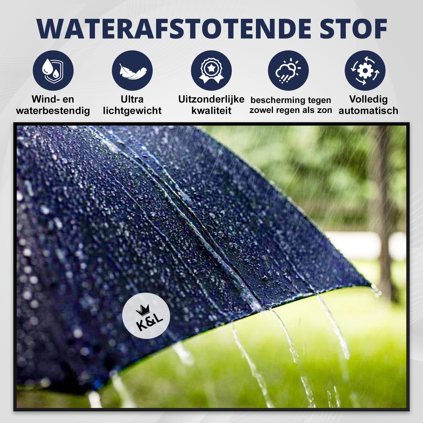 K&L Stormparaplu Opvouwbaar - Stormbestendig tot 100km/u - Blauw