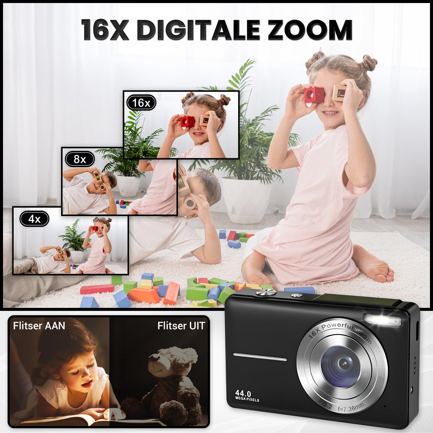 K&L Digitale Camera - Inclusief 32GB - Zwart