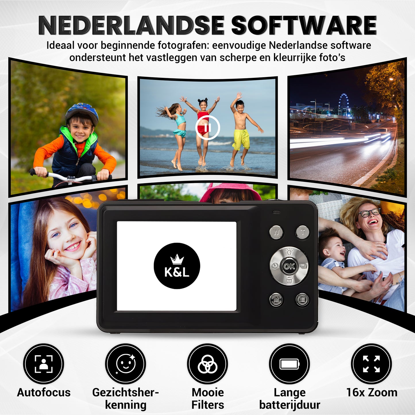 K&L Digitale Camera - Inclusief 32GB - Zwart