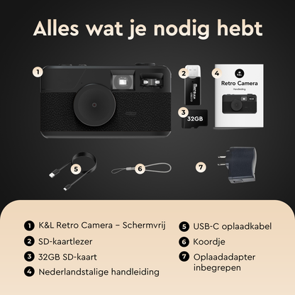 K&L Digitale Retro Camera - Zwart