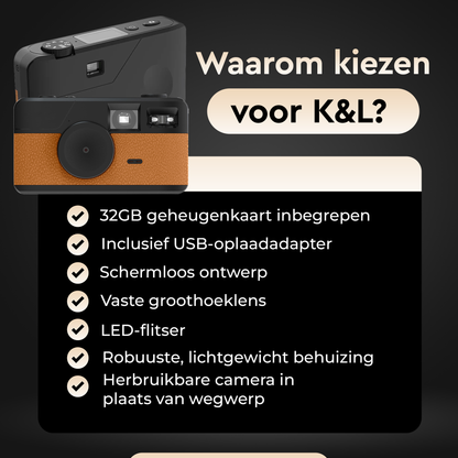 K&L Digitale Retro Camera - Bruin