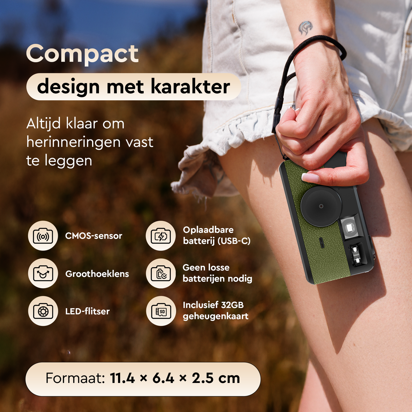 K&L Digitale Retro Camera - Groen